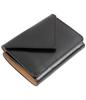 Mini Wallet for Men and Women Genuine Leather Italian Leather Inner Tanned Leather Small Wallet Trifold Wallet with Coin Purse Black