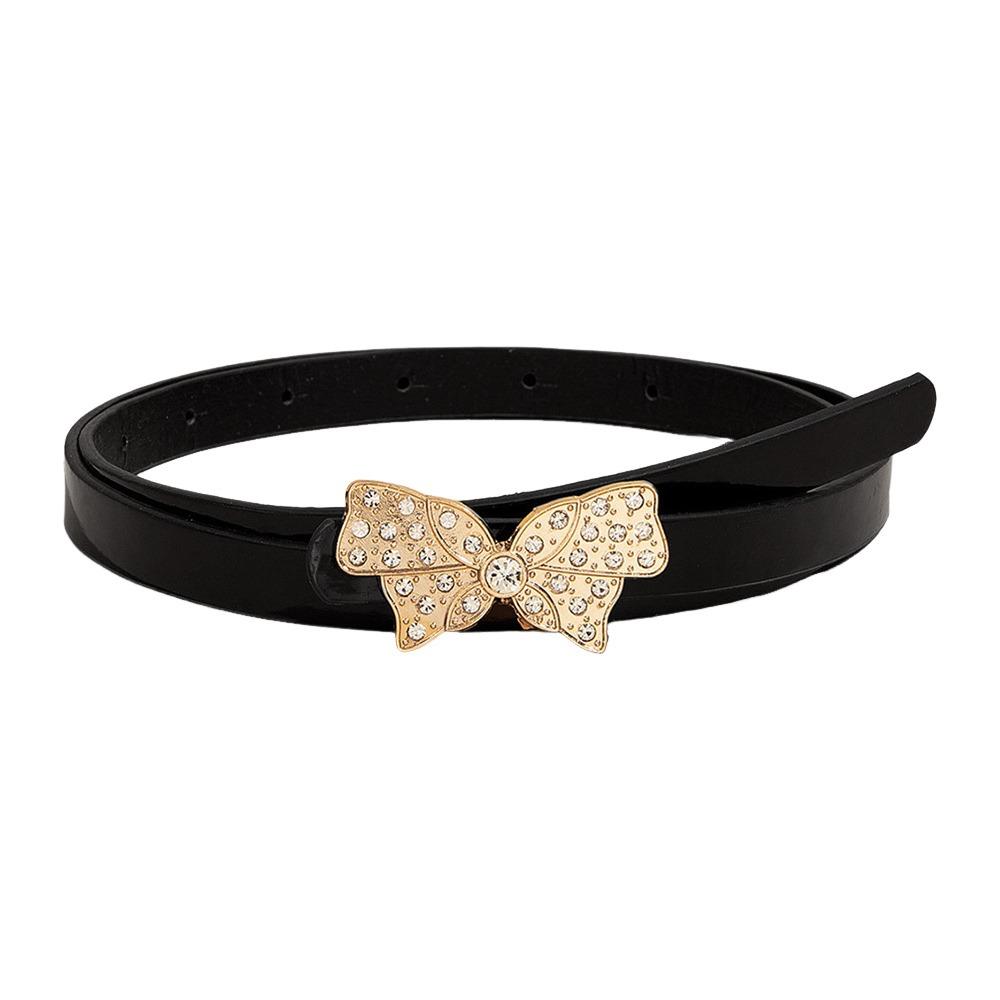 Patent Leather Butterfly Rhinestone Belt Decorative Versatile Business Waist Strap Gold Buckle Pin Buckle Waistband
