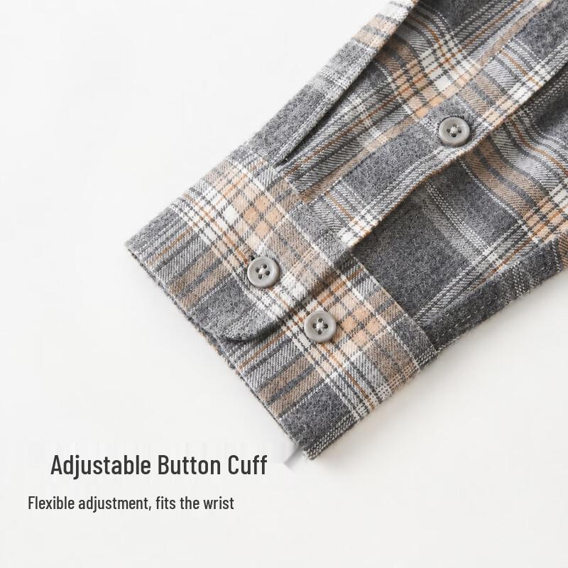 FIRS Men's 100% Cotton Brushed Plaid Long-Sleeve Casual Shirt