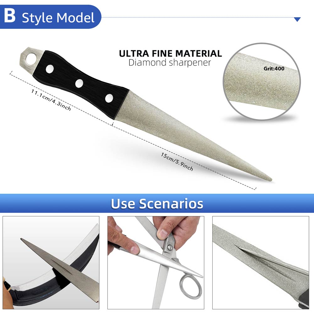 Точилка для кухонных ножей Алмазный конический напильник Точилка для ножей Заточка изогнутой поверхности для ножей Ножницы Хонинговальный брусок Кухонный шлифовальный инструмент
