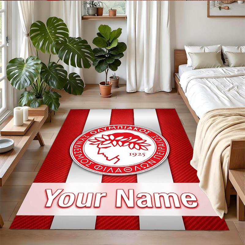 Crystal Velvet Rug Custom Name Text, Soft Non Slip Floor Mat Home DecorOlympiacos