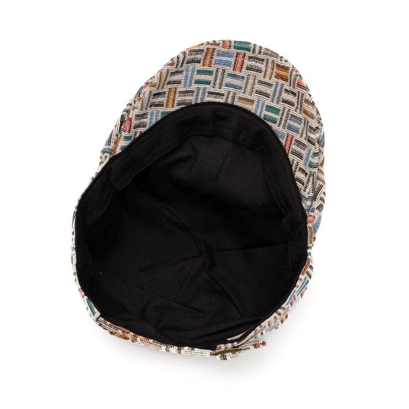 Винтажный берет Женская британская кепка-форвард Кепка газетчика Цветная жаккардовая клетчатая кепка