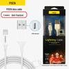 PISEN ПЭТ Кабель для быстрой зарядки для iPhone 5S/7P/8/11 Pro/13