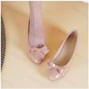 Женские туфли на каблуке Модные Лакированная кожа Элегантные Мелкие с Бантом-Бабочкой Низкий каблук Лодочки Комфортные Мягкие Универсальные Увеличивающие рост Туфли