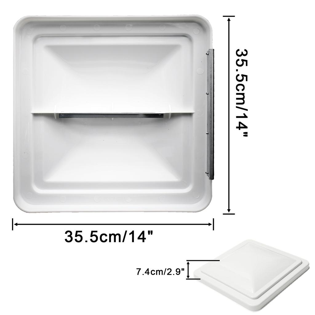 14";х14 дюймов; Универсальная сменная вентиляционная крышка на крыше автодома, белая вентиляционная крышка для кемпера, прицепа, дома на колесах, белый полипропиленовый пластик, устойчивый к ультрафиолетовому излучению