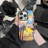 Colorful Oil Landscape Phone Case For iPhone 16 15 14 13 12 11 Pro Max Grey Black Phone Covers Matte Laser Metallic Aurora Funda