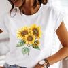 (Asian Size) Casual Flower Style Trend Cute Printed Tee Top Short Sleeve T Shirt Fashion Women Clothing O-neck Ladies Female Graphic T-shirts