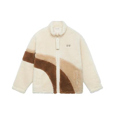 Li Ning Sports Lifestyle Series Логотип Вышитый Узор Молния Куртка из овечьей шерсти Стоячий Воротник Хлопковое Пальто Куртки Унисекс Off-White AFDSA39-4