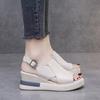 Women's Platform Wedge Sandals New Summer High-heeled Fish Mouth Women's Shoes Soft Leather Heightened Platform Shoes
