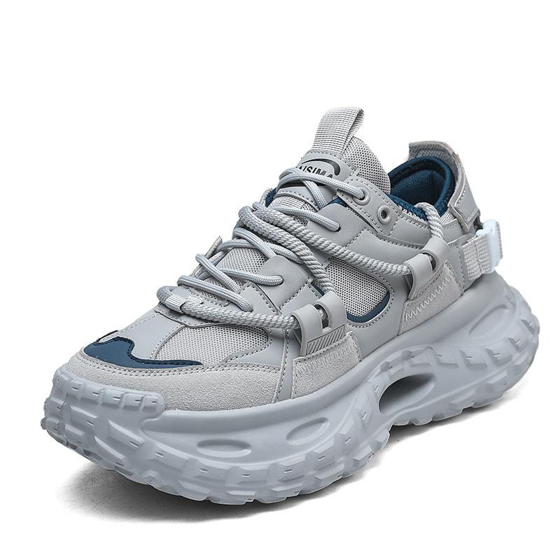Модные мужские белые кроссовки 2025 Новая мода Шнуровка Сетчатые дышащие кроссовки для бега Удобные Нескользящие Увеличение роста Повседневная обувь