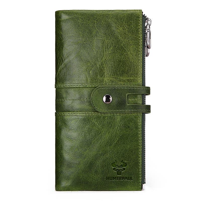 Humerpaul Leather Women Long Wallet Blocking Multifunction Slim Hasp Purse Card Case MIT