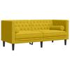 Chesterfield Sofa with Neck Pillows 2 Seater Yellow Velvet