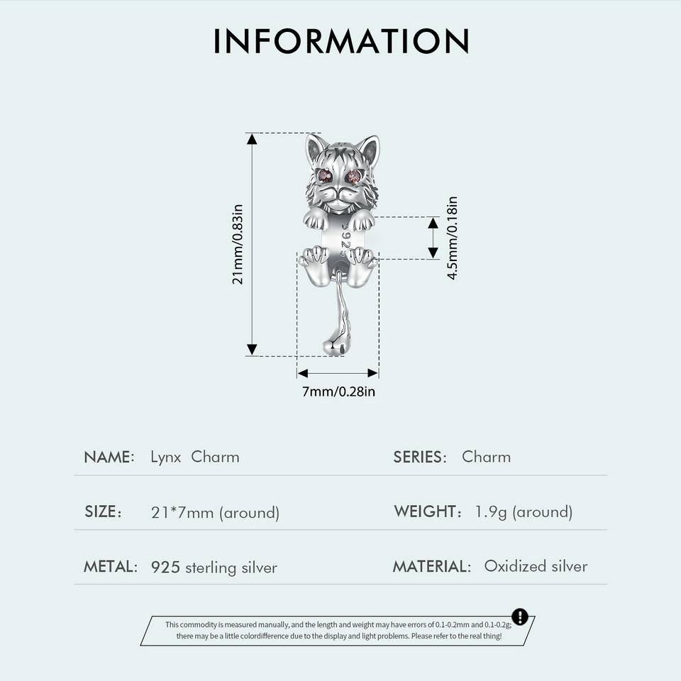 WOSTU Стерлингового серебра 925 пробы, белый орел, подвесная бусина, синий циркон, кулон, яркие подвески в виде рыси, бусины в форме кошки для женщин, браслет и ожерелье, ювелирные изделия