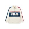 Fila American Spliced Colorblocked Logo Detail Half-Zip Loose Casual Pullover Sweatshirt Unisex Tops Saffron White F11U239299F-IV