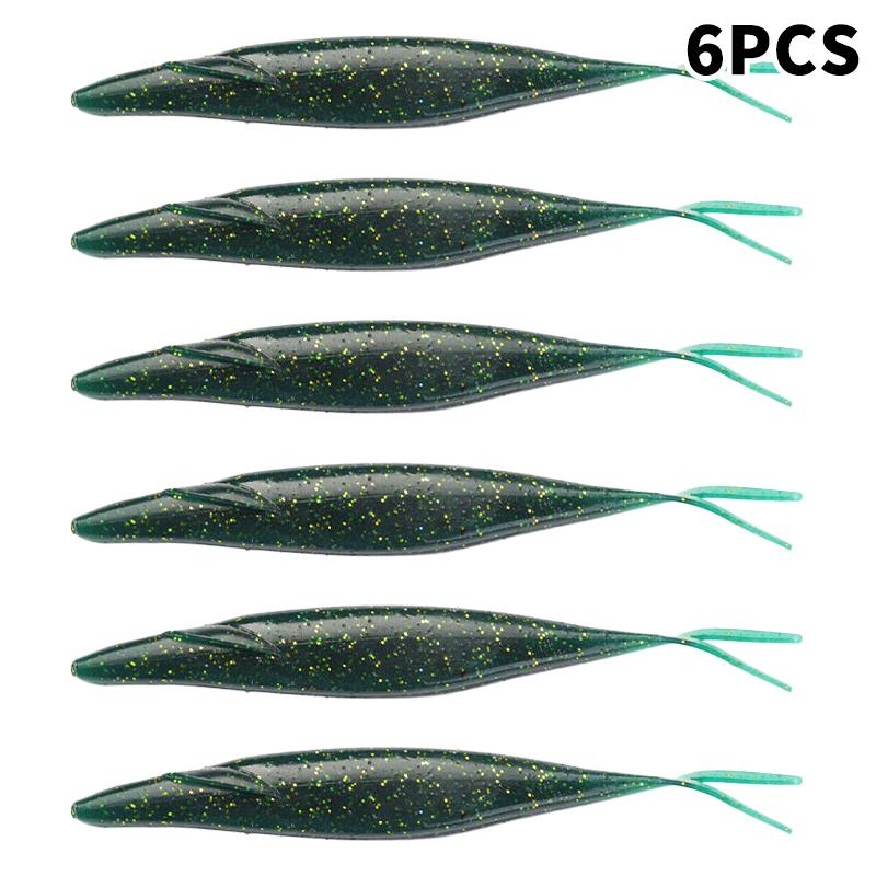 6Pcs 12.7Cm 9.6G Pvc Forked Tail Sinking Soft Lure Artificial Silicone Swimbait Fishing Lure Pike Perch Bass Pesca
