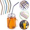 Multicolor Reusable Stainless Steel Straws Bent Straw Drinking Metal Straws [Random Color]