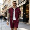 Men S Waffle Plaid Short Sleeve Shirt And Shorts Two Piece Set