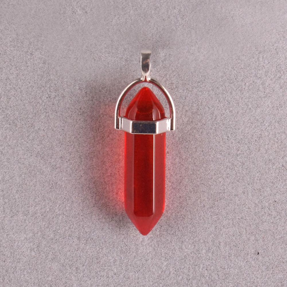 Hexagonal Agate Bullet Quartz Crystal Pendant Necklace