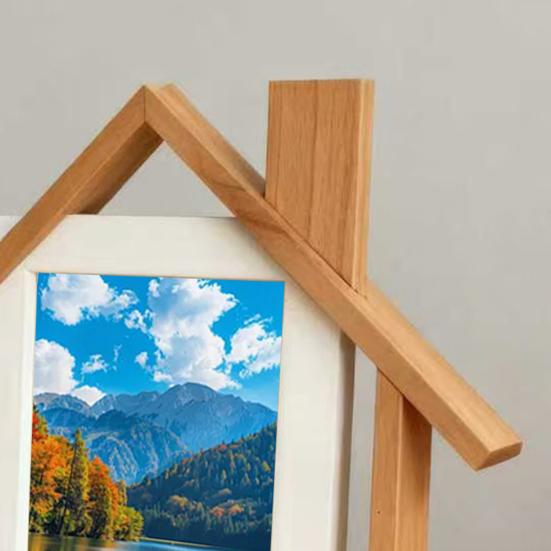 Деревянная фоторамка в форме домика, ручной работы, настольная фоторамка-домик для мамы, бабушки, детей, семьи, свадебный подарок