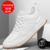 Leather 6cm 8cm Skateboard Elevator Shoes Men Casual Sneakers White Height Increasing Shoes Invisible Man Taller Lifting Flats