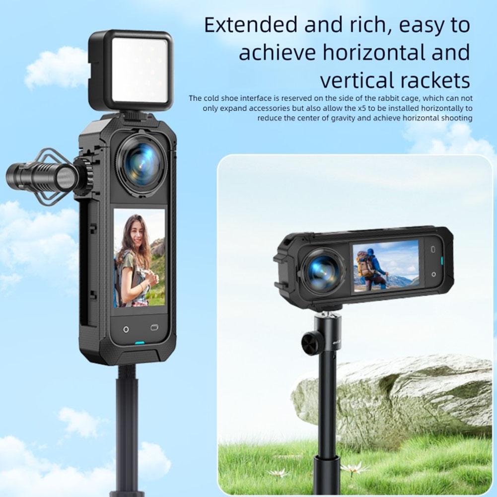 Magnetic Base ABS Frame Case For Insta360 X5 Expansion Protection Rabbit Cage Plastic Frame For Insta360 X5 Camera Accessories