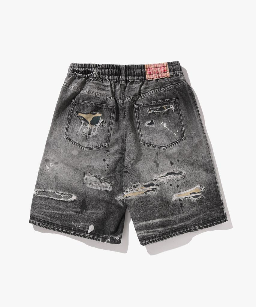 Beipeu Star Fake Print Relaxed Fit Shorts (M) Black