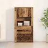 Highboard with Drawers Rustic Wood Look 80 x 33 x 150 cm Particleboard