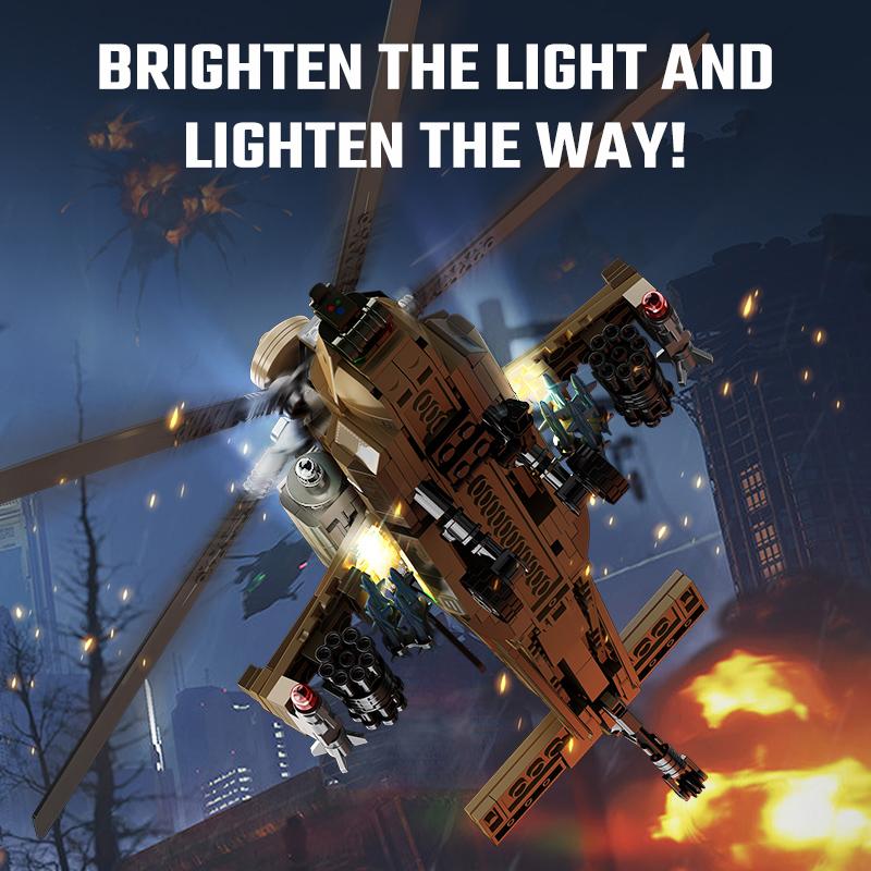 703pcs Military Series Z-21 Heavy Armed Helicopter Assemblage Building Blocks MOC Fighter, Aircraft Model Bricks Kids Toys