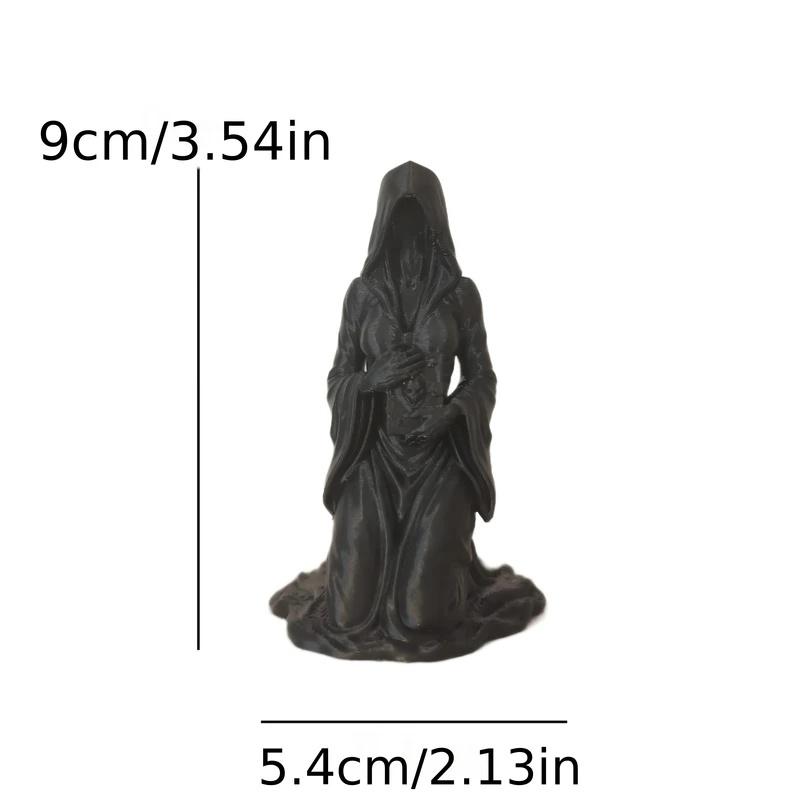 Готическая Женская Фигурка Жнеца с Капюшоном, Стоящая на Коленях, 3D Печать, Домашний Настольный Орнамент, Декор для Алтаря на Хэллоуин, Оккультный Коллекционный Подарок