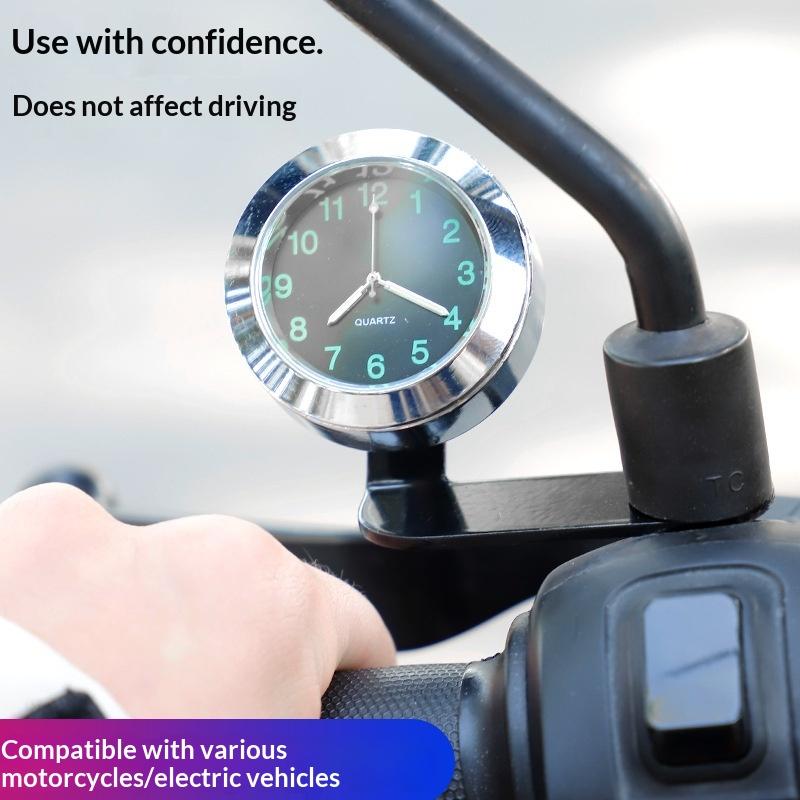 Illuminated Motorcycle Clock Waterproof Anti-Glare HD Display Mini Size for Electric Bikes Outdoor Riding Commuting