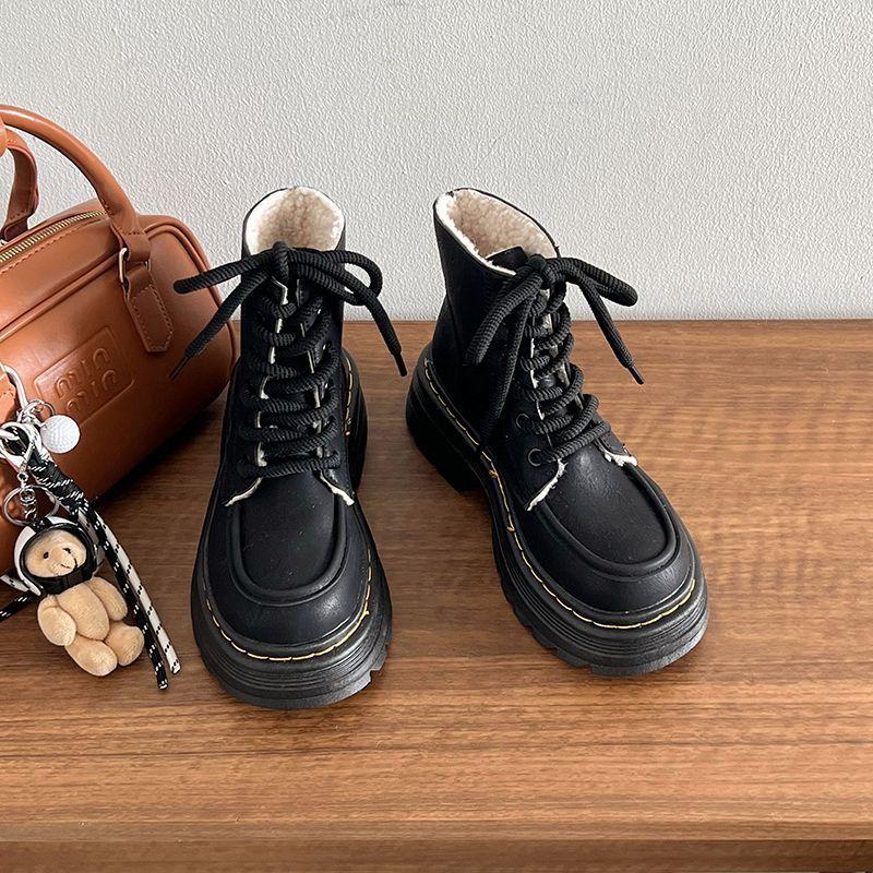 Retro Versatile Temperament Popular Cotton Boots Autumn and Winter New Thick-soled Fashion Small Short Boots Thick Heel Martin Boots Women's