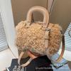 High-texture Plush Portable Boston Bag Women's Autumn and Winter Spice Girls Out On the Street Niche Commuter Messenger Shoulder Bag