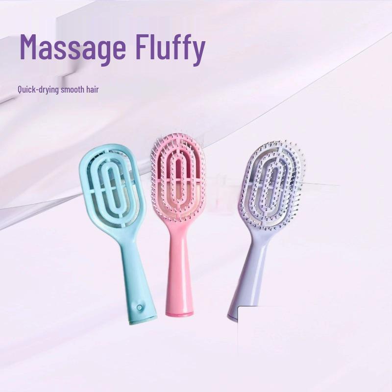 Macaron Mini Rib Comb: Dual-Use, Long Handle, High Skull Fluffy Massage for Styling Wet & Dry Hair