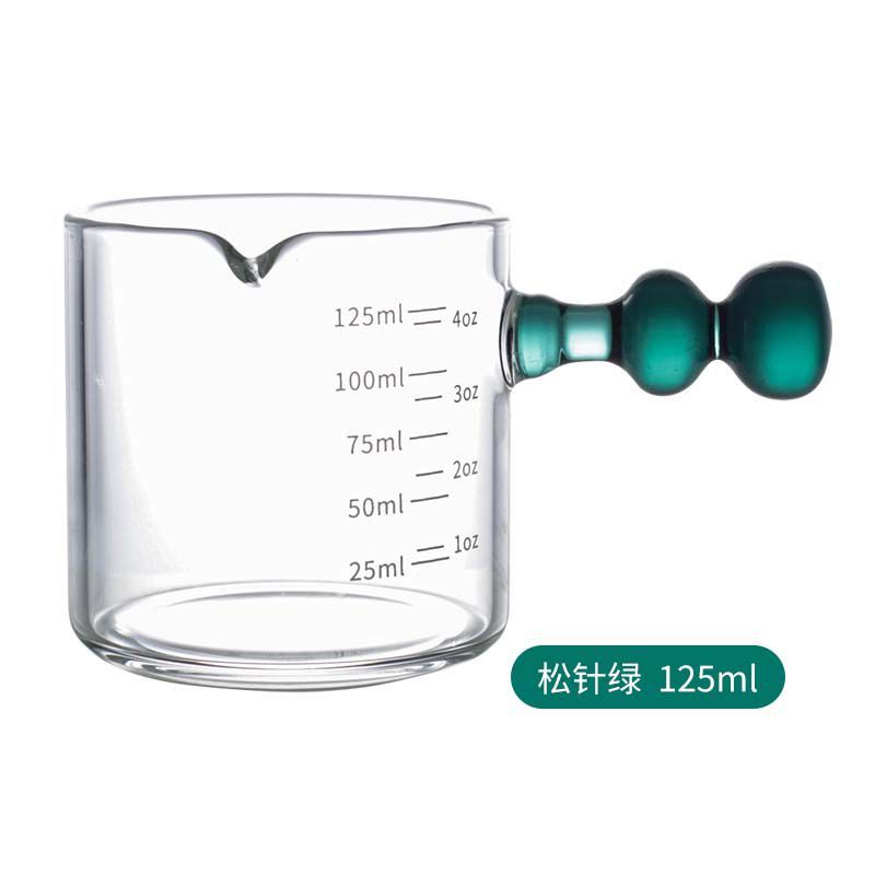 Small Glass Milk Cup Multifunction Espresso Extract Measuring Cup with Graduated Home Milk Pot Honey Ounce Cup Anti-hot Handle