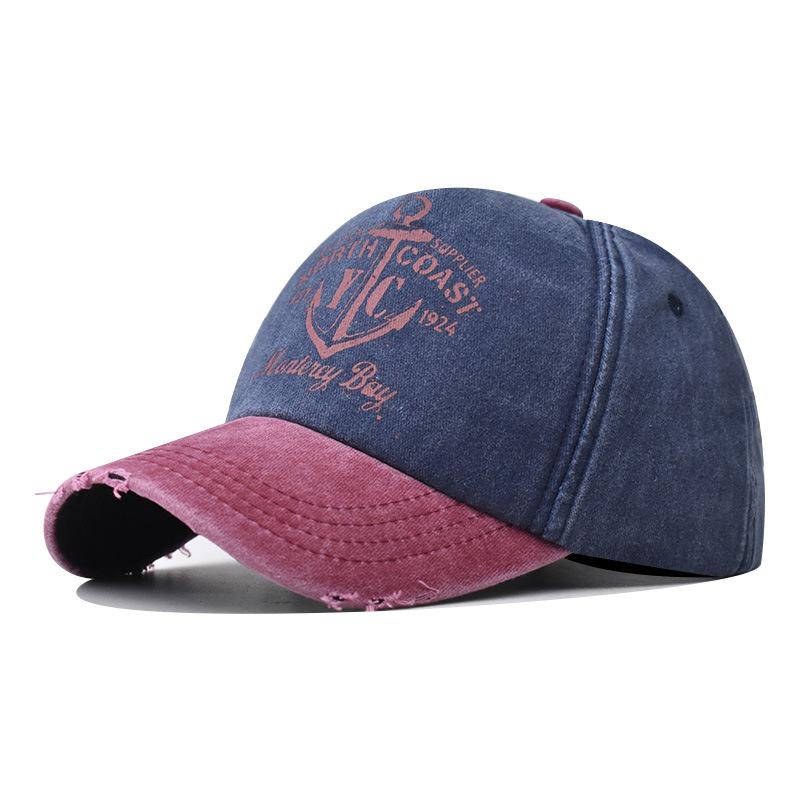 Бейсболка из чистого хлопка с принтом в старинном стиле, большая классическая бейсболка с якорем, подходящая по цвету