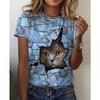 Animal Series Digital 3D Printed Men's Women's Short Sleeved T-shirt Cute Cat Round Neck Base Top