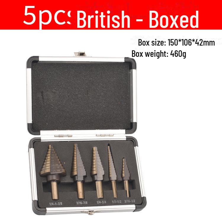 Набор из 5 ступенчатых сверл-пагод черного и желтого цвета с треугольным хвостовиком и прямой канавкой