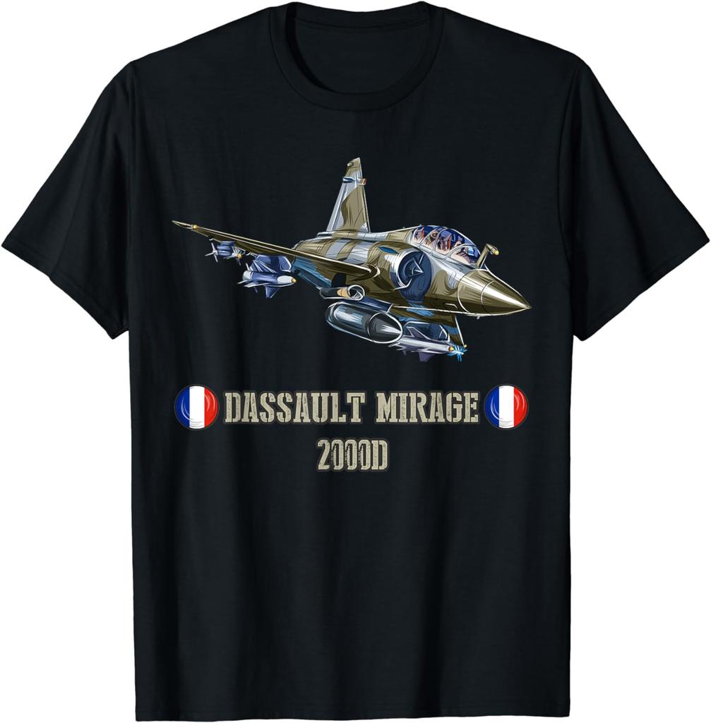 Франция Военный Истребитель Dassault Mirage 2000D Мужская Футболка с Коротким Рукавом Повседневная 100% Хлопок Футболка