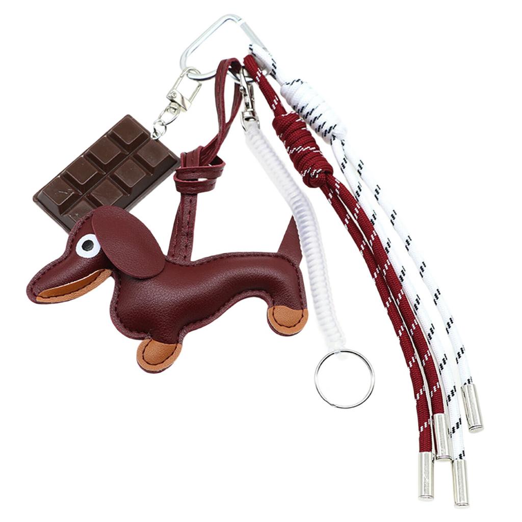 Прекрасный шоколадный брелок из ПУ, креативный брелок для ключей от машины, брелок в виде собаки-таксы, подвесные украшения, шарм для сумки для женщины