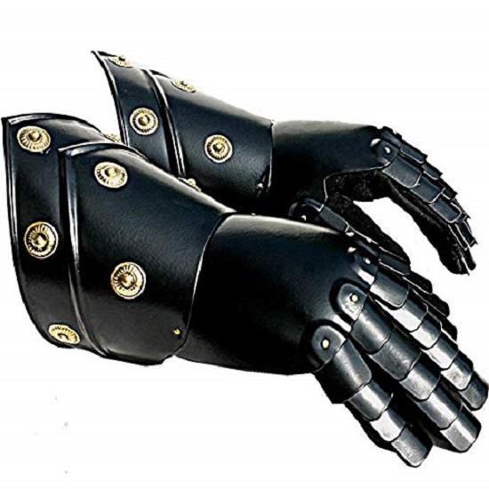 Black Armor Gauntlets Steel Gloves Iron Steel Costume