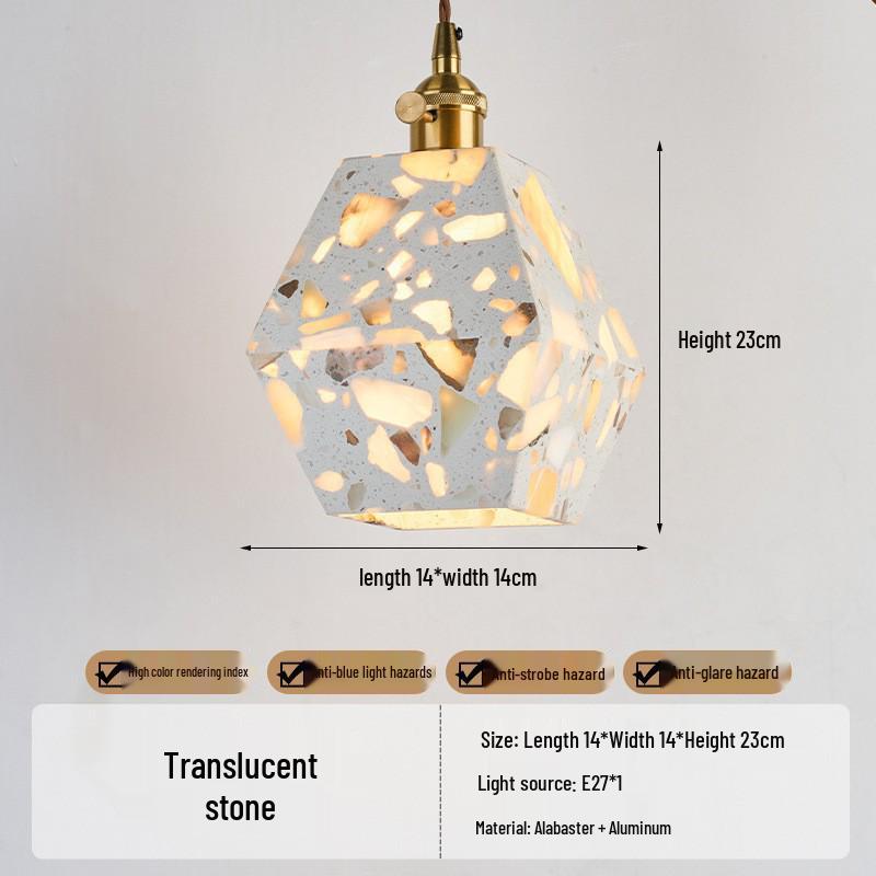 Японский подвесной светильник в стиле Ваби-Саби из желтого травертина, ретро-стиль середины века для спальни, гостевого дома или ресторана.
