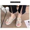 Summer Fashion Dark Black Wind Metal Slippers Female New Rivets Thick Bottom Casual Sandals Beach Slippers