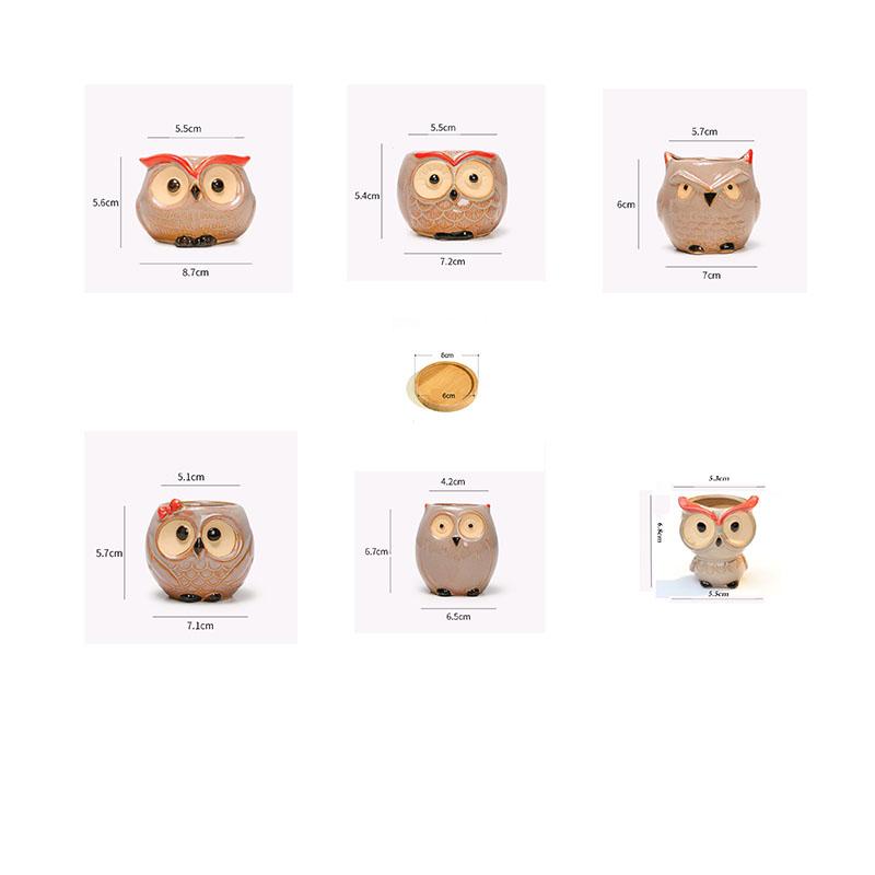 Керамический цветочный горшок в виде совы, украшение для сада и офиса, суккулентный цветочный горшок в виде мини-совы, милый цветочный горшок с животными, кактусовые растения, кашпо