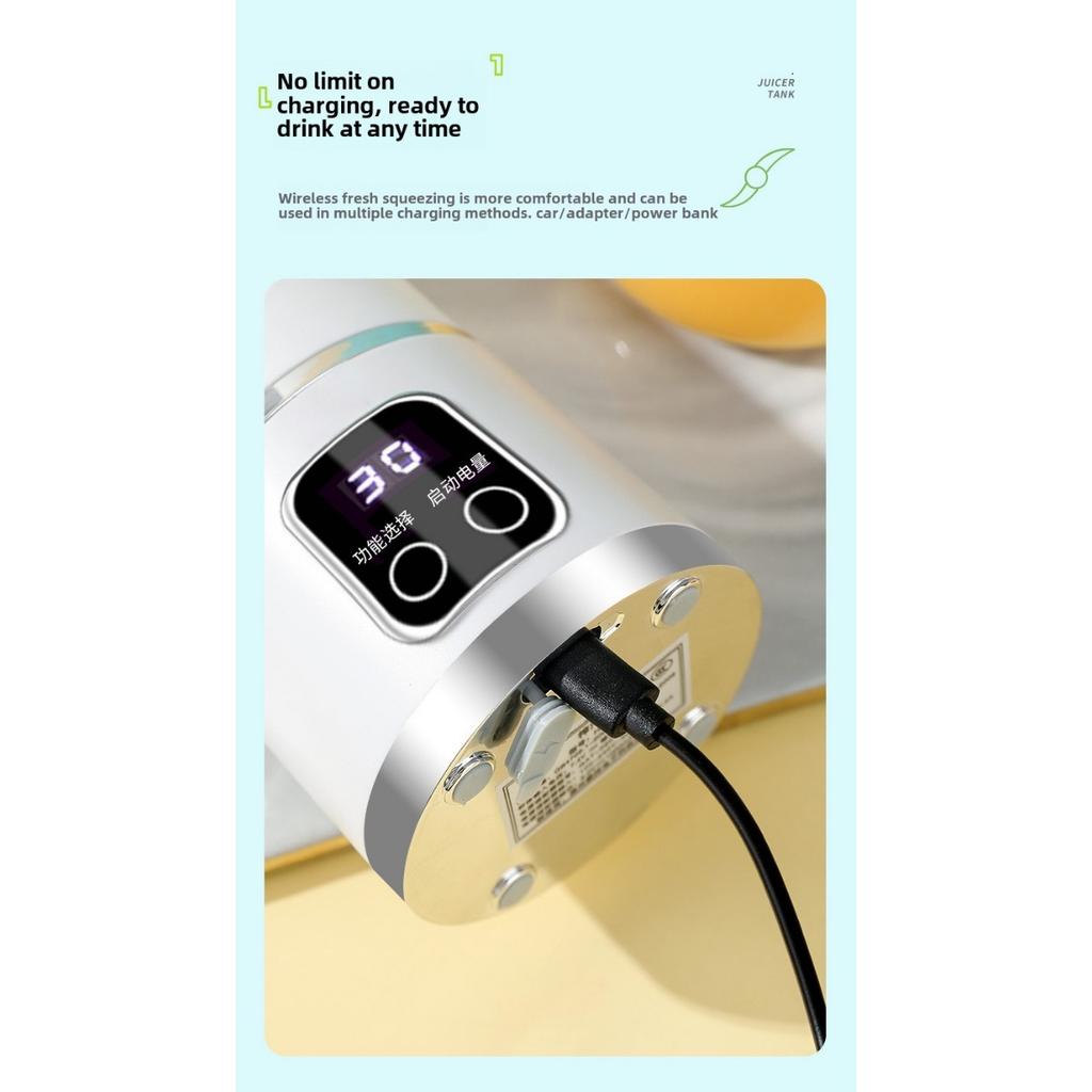 Мини-блендер с аккумулятором на 15,22 унции] Портативный мини-блендер и соковыжималка с аккумулятором от USB - 3 режима, цифровой дисплей, 6/12 лезвий, предохранитель