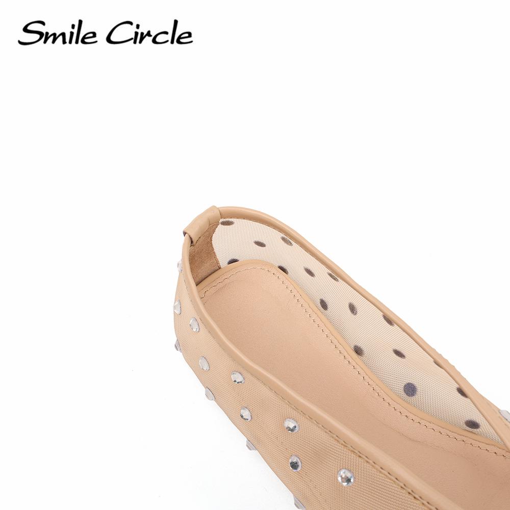 Marcy Wmbellished сетчатые балетки женские прозрачные туфли на плоской подошве с кристаллами круглый носок женские сандалии из натуральной кожи