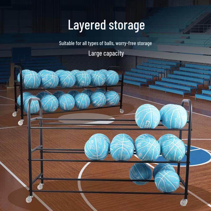 Double-Row Stainless Steel Sports Ball Storage Cart