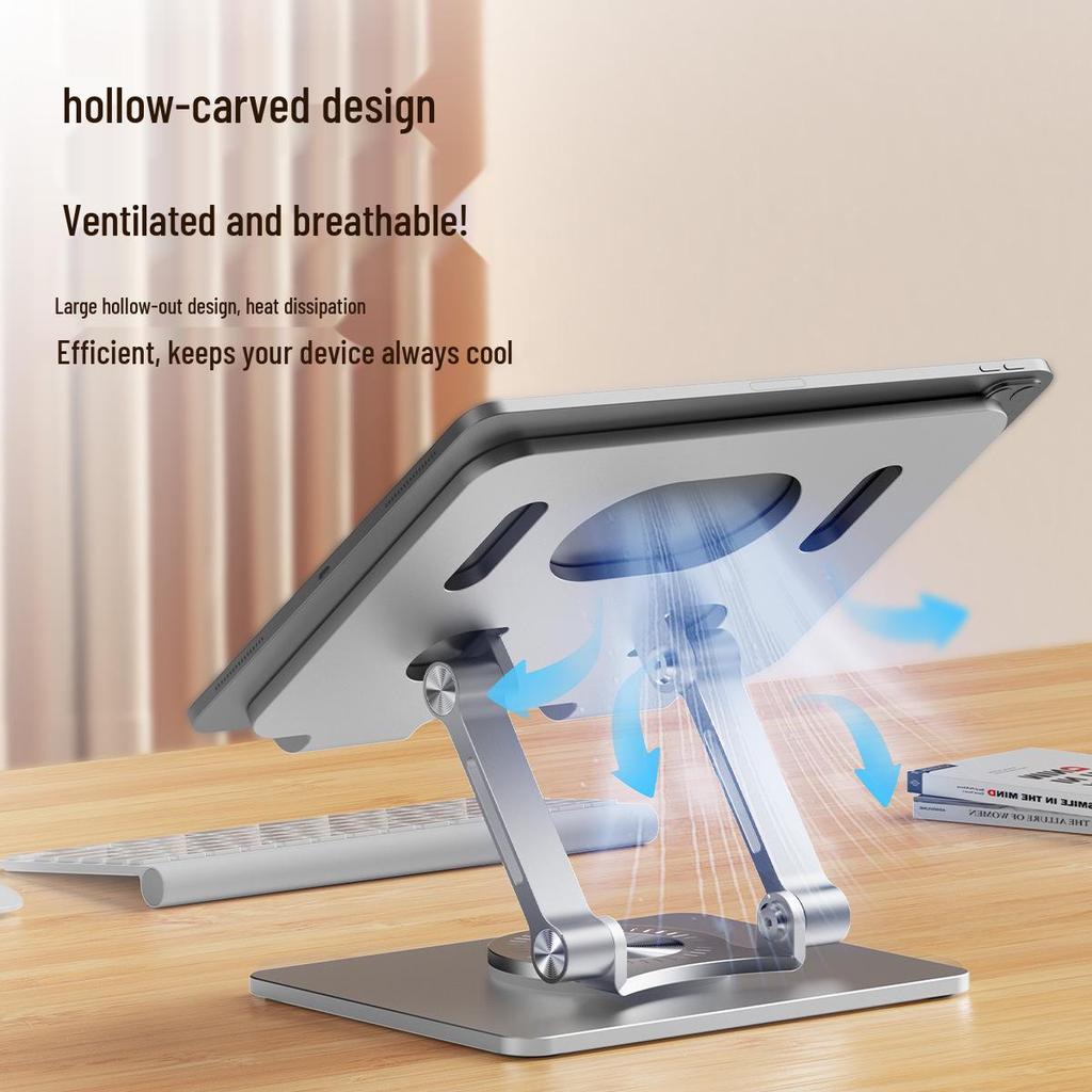 Aluminum Alloy Folding Rotating Tablet Stand with Heat Dissipation for Live Streaming and Gaming