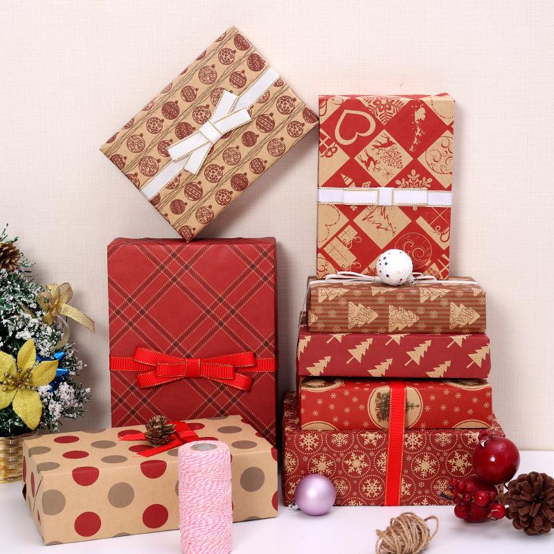 76x50cm Christmas Gift Wrapping Paper Birthday Party Wedding DIY Craft Paper Xmas Tree Snowflake Print Gift Box Packaging Papers