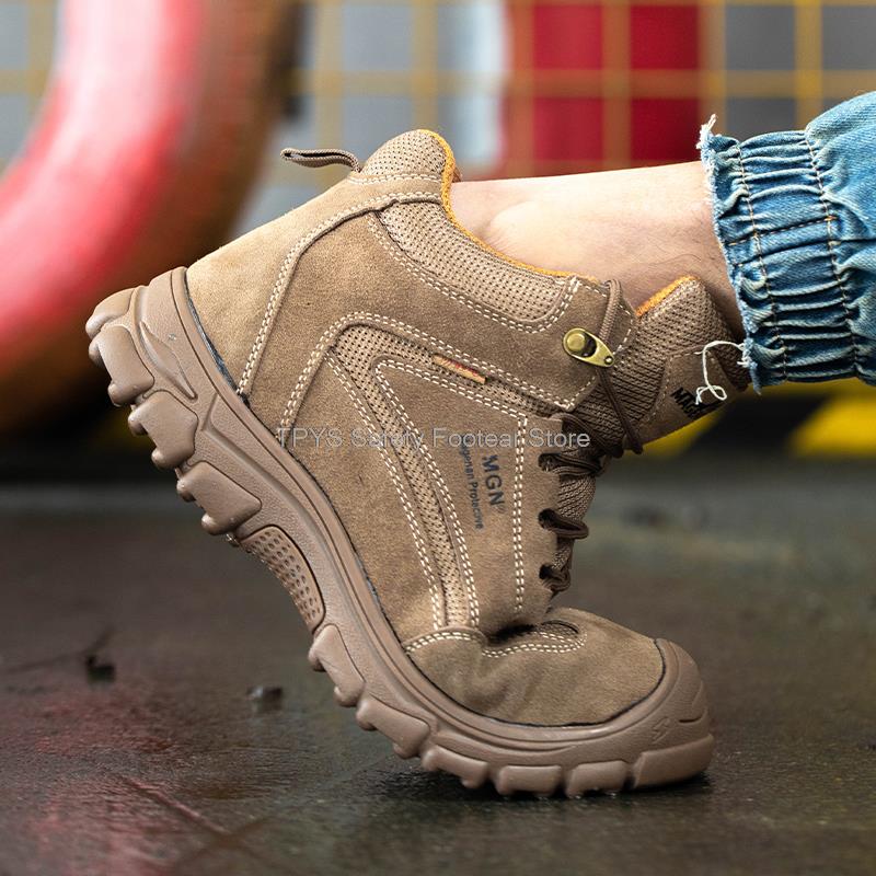 Fashion Construction Men Safety Shoes With Steel Toe Work Boots Man Anti-Slip Indestructible Work Shoes Male Anti-Puncture Safety Boots