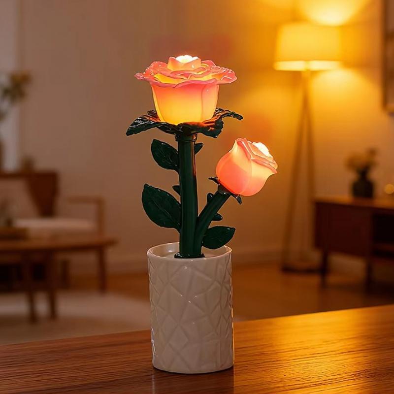 Creative Cross-border Modern ABS Building Blocks for Rose Nightlight DIY Small Indoor Table Lamp Desktop Ornaments Gift